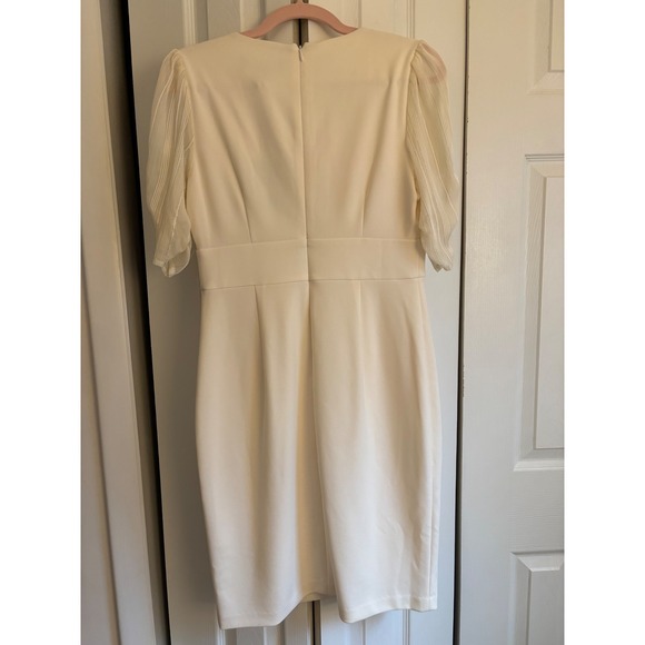 DKNY Donna Karan Ivory Sheath Dress – Size 8 NWT – Empire Waist, Chiffon Sleeves - Picture 8 of 8